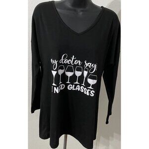Mislook Womens Size S Top Long Sleeve “My Dr. Says I Need Glasses “ Oversized